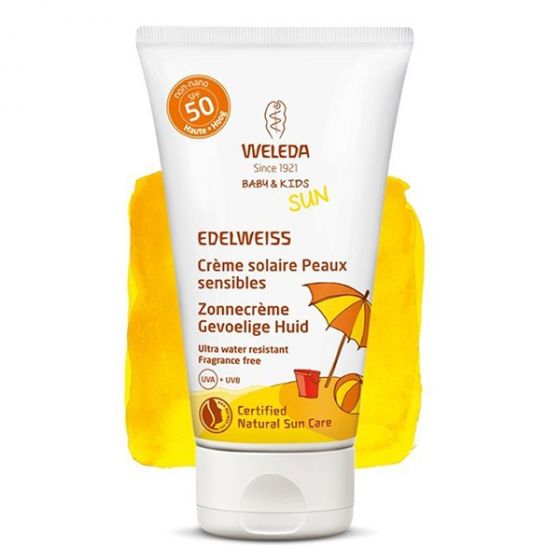 Слънцезащитен лосион с еделвайс за чувствителна кожа SPF50 - Weleda