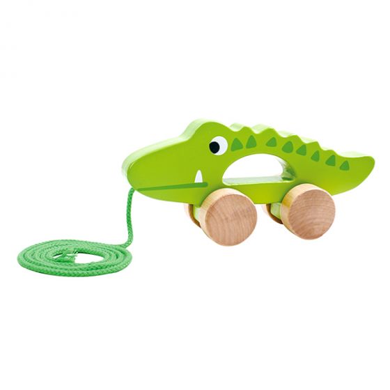 Дървена играчка за дърпане - крокодил