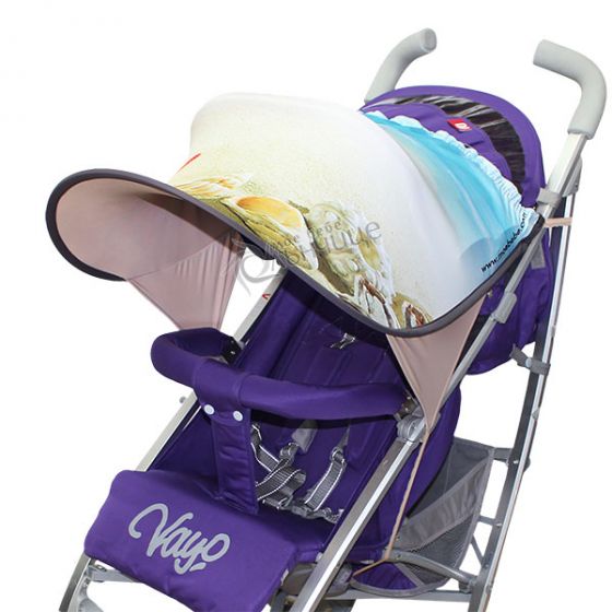 Дизайнерски двулицев сенник за бебешка количка с UV защита - Beach