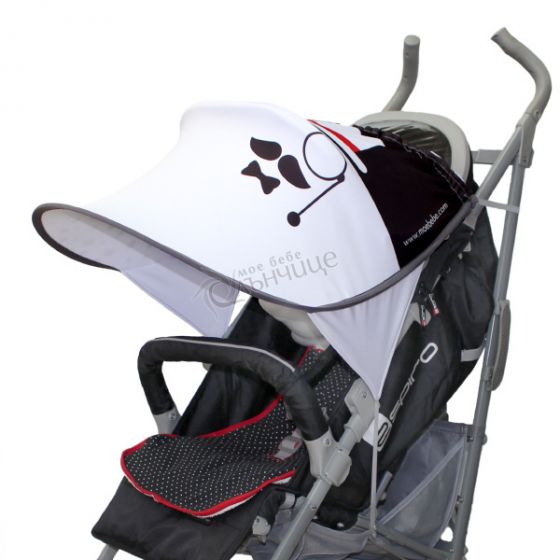 Дизайнерски двулицев сенник за бебешка количка с UV защита - Moustache
