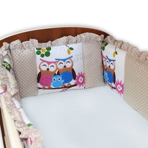 Комплект обиколници за креватче - Owls