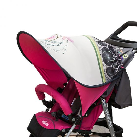 Дизайнерски двулицев сенник за бебешка количка с UV защита - Орхидея