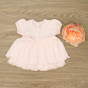 Бебешка рокля с къс ръкав Ажур - светло розов