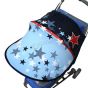 Дизайнерски двулицев сенник за бебешка количка с UV защита - Navy Stars