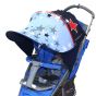 Дизайнерски двулицев сенник за бебешка количка с UV защита - Navy Stars