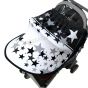 Дизайнерски двулицев сенник за бебешка количка с UV защита - Black & White Stars