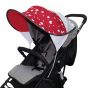 Дизайнерски двулицев сенник за бебешка количка с UV защита - Starry Dreams Red