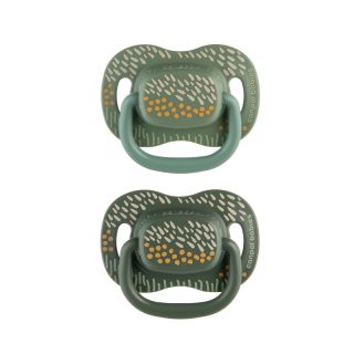 Комплект от 2 бр. симетрични силиконови залъгалки - MOUNTAINS зелени