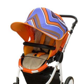 Двулицев сенник за количка с UV защита - Stripe/Оранж