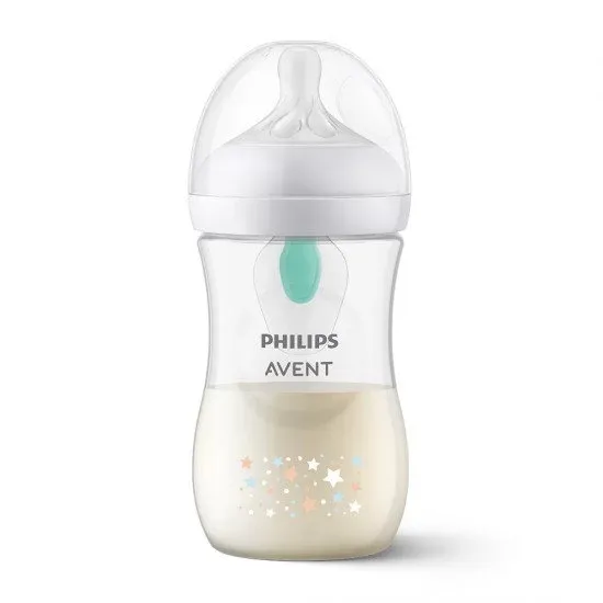 Шише за хранене Natural Response 3.0 с биберон 1м+, клапа AirFree,  260мл - Philips AVENT - Звезди и Мече