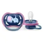 Комплект от 2 броя ортодонтични залъгалки, Ultra Air 18m+, Philips AVENT -  декорация Слонове и Надпис, розово