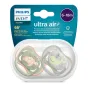 Комплект от 2 броя ортодонтични залъгалки, Ultra Air 6-18m, Philips AVENT -  Костенурка и Кит 