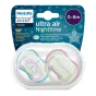 Комплект от 2 броя ортодонтични залъгалки, Ultra Air Night 0-6m+, Philips AVENT -  Пеперуда и Надпис - момиче