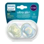 Комплект от 2 броя ортодонтични залъгалки, Ultra Air 0-6m, Philips AVENT -  Слънце и Дъга - Синьо 