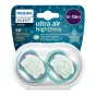 Комплект от 2 броя ортодонтични залъгалки, Ultra Air Night 6-18m+, Philips AVENT -  Звезда и Луна 