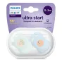 Комплект от 2 броя ортодонтични залъгалки за новородени, Ultra Start 0-2м, Philips AVENT -  Очички и Усмивка 