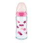 Бебешко стъклено шише със силиконов биберон First Choice 240 мл. Temperature Control 0-6 м. Pink - NUK