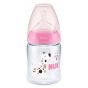 Бебешко шише със силиконов биберон First Choice 150 мл. Temperature Control 0-6 м. Pink - NUK