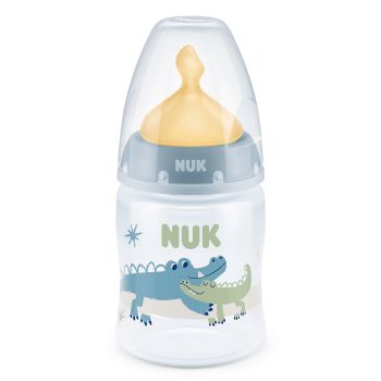 Бебешко шише с каучуков биберон First Choice 150 мл. Temperature Control 0-6 м. Blue - NUK