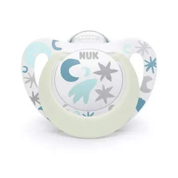 Силиконова залъгалка 0-6 м. NUK Star Night + кутийка
