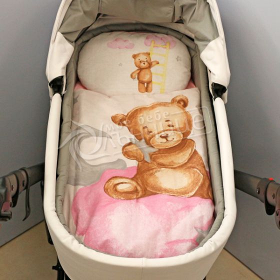 Пролетен комплект за количка Teddy Bear -  Розов