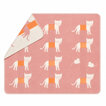 Бебешко памучно одеяло 70x90 см - Cats, Pink