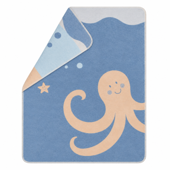 Бебешко памучно одеяло 70x90 см - Ocean friends, Blue