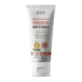 Био слънцезащитен лосион "Sweet Mango" SPF 50 - invisible zinc - Wooden Spoon