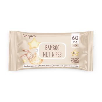 Биоразградими мокри кърпи 99,8% вода - Woopies (60 броя)