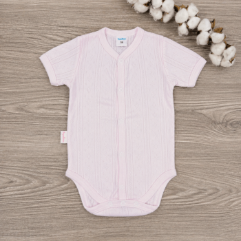 Бебешко боди с къс ръкав Ажур Topolino - розов