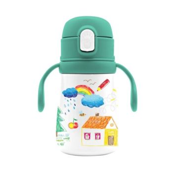 Детска термо бутилка за вода от стомана Vacuum - Happy Doodle 350 мл