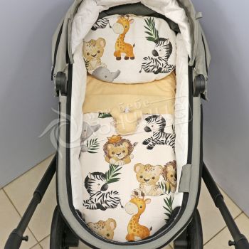 Двулицев летен комплект за количка - Beige Jungle