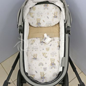 Двулицев летен комплект за количка - Buddy Bear Beige