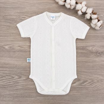 Бебешко боди с къс ръкав Ажур Topolino - бял