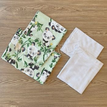 Комплект пелени бархет и тензух Green Panda