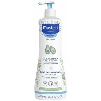 Нежен измиващ гел Mustela - За коса и тяло, 750 ml