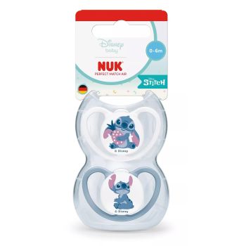 NUK Perfect Match 2бр. залъгалки, силикон 0-6мес. AIR Stitch