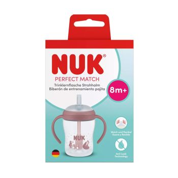 NUK Perfect Match шише със сламка 150 мл. 8м+ - Мечка