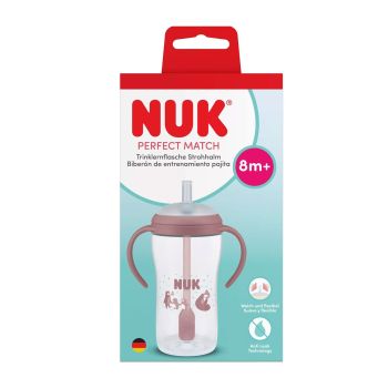 NUK Perfect Match шише със сламка 260 мл. 8м+ - Мечка