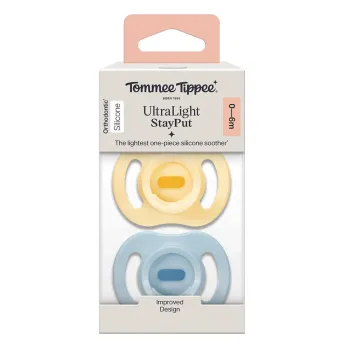 Комплект от 2 броя ортодонтични залъгалки Ultra Light Stay Put - Tommee Tippee Син/Тюркоаз 0-6м