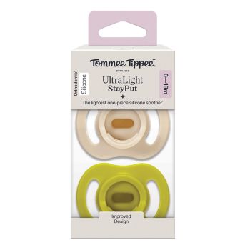 Комплект от 2 броя ортодонтични залъгалки Ultra Light Stay Put - Tommee Tippee Розов/Лилав 0-6м