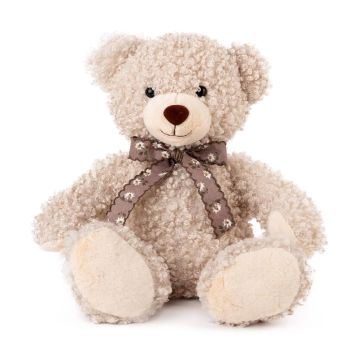 Плюшена играчка Къдраво мече с панделка - 30 см