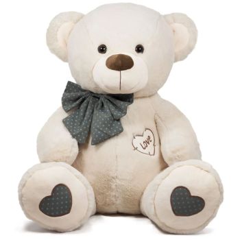 Плюшена играчка Мече с фишу на точки - Екрю 60 см