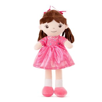 Плюшена кукла с цветна рокля - розова