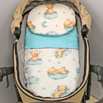 Пролетен комплект за количка - Blue Teddy Bear