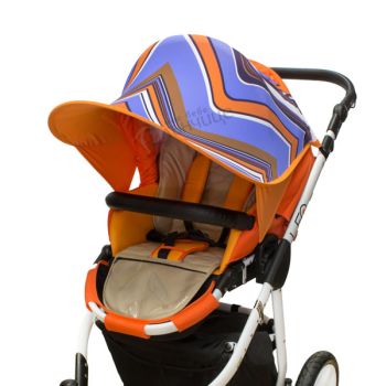 Двулицев сенник за количка с UV защита - Stripe/Оранж