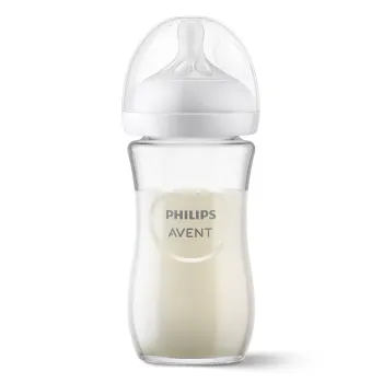 Шише за хранене Natural Response 3.0 с биберон 1м+, 240мл - Philips AVENT - СТЪКЛО