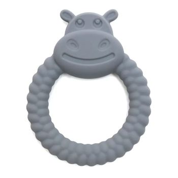 Силиконова бебешка гризалка Хипо - сива