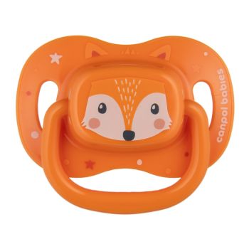 Силиконова симетрична залъгалка Canpol Babies - Cute Animals оранжева 6-18м