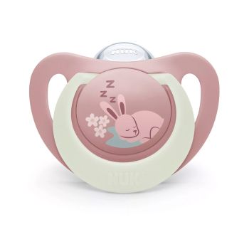 Силиконова залъгалка NUK First Choice Night Заек 0-6м. + кутийка